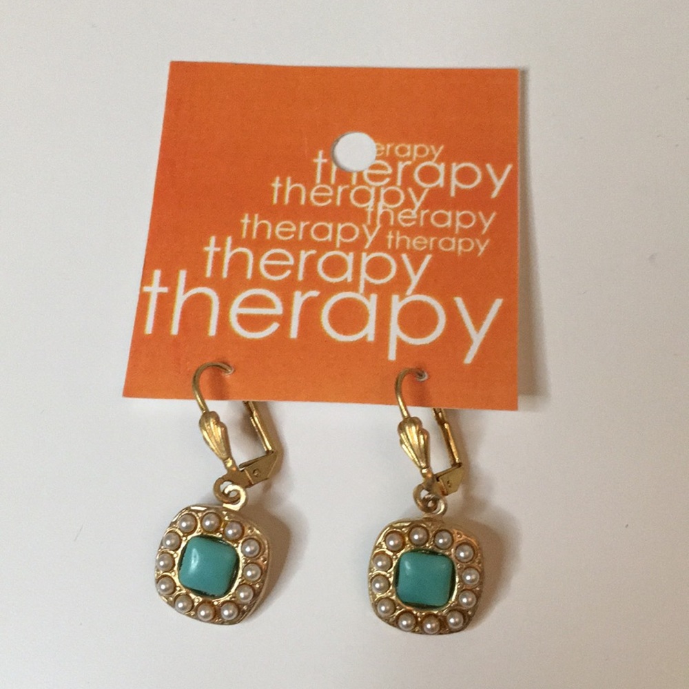 Therapy teal/aqua and gold earrings